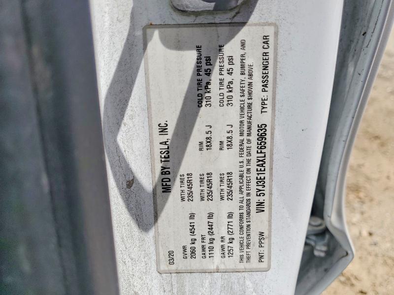 Aukcja sprzedaży 2020 Tesla Model 3, vin: 5YJ3E1EAXLF659635, numer aukcji: 52522616