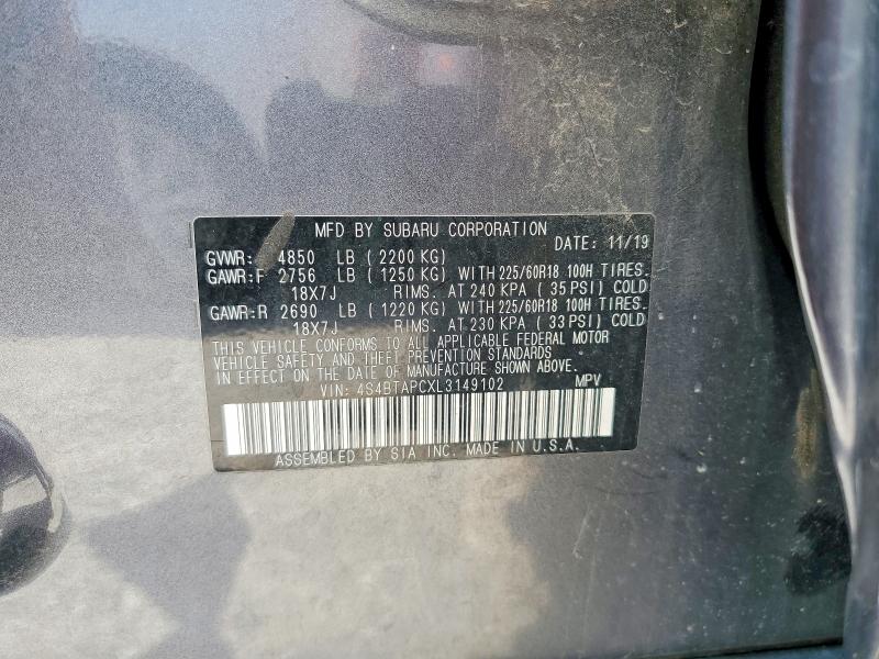 Aukcja sprzedaży 2020 Subaru Outback, vin: 4S4BTAPCXL3149102, numer aukcji: 55048156