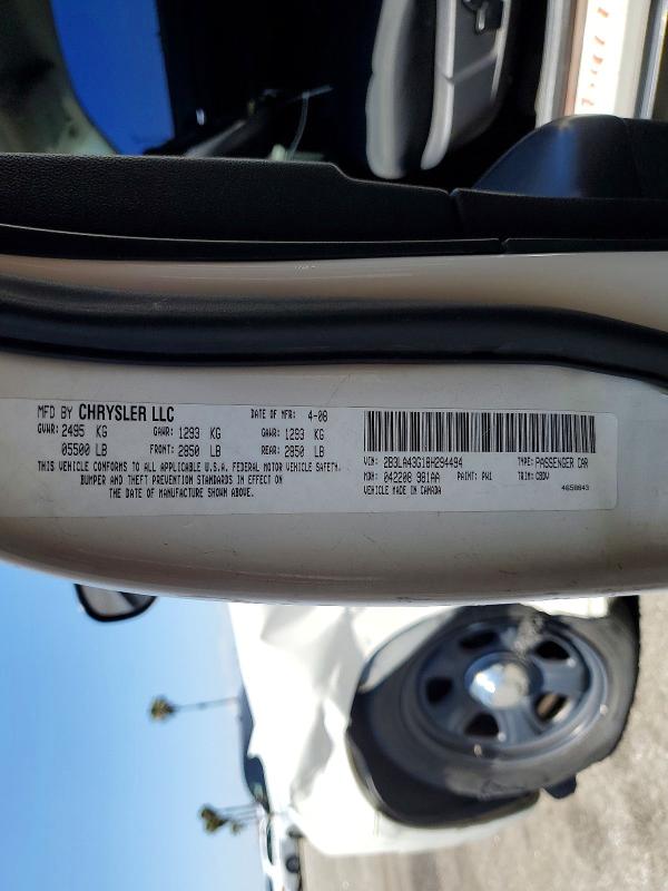 2008 Dodge Charger მანქანა იყიდება აუქციონზე, vin: 2B3LA43G18H294494, აუქციონის ნომერი: 52930506