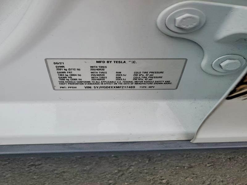 Продаж на аукціоні авто 2021 Tesla Model Y, vin: 5YJYGDEEXMF217489, номер лоту: 53107106