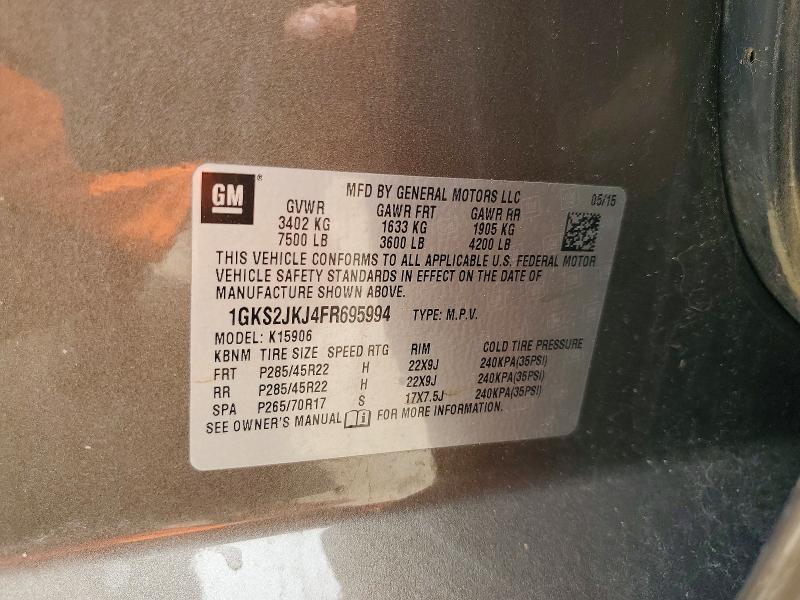 2015 Gmc Yukon Xl მანქანა იყიდება აუქციონზე, vin: 1GKS2JKJ4FR695994, აუქციონის ნომერი: 55242056