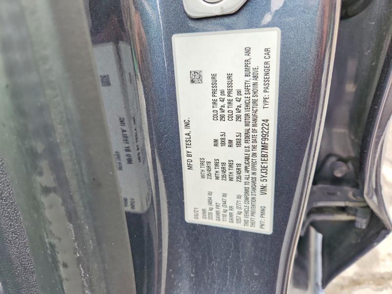 54409836 :رقم المزاد ، 5YJ3E1EB7MF992224 vin ، 2021 Tesla Model 3 مزاد بيع