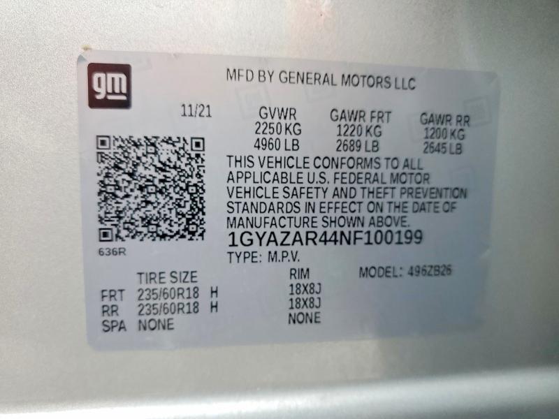 2022 Cadillac Xt4 მანქანა იყიდება აუქციონზე, vin: 1GYAZAR44NF100199, აუქციონის ნომერი: 54149776