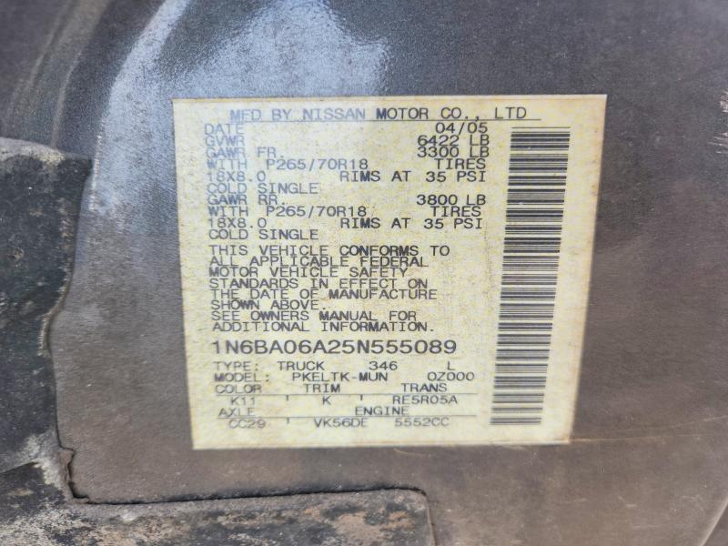 Продажа на аукционе авто 2005 Nissan Titan, vin: 1N6BA06A25N555089, номер лота: 53455476