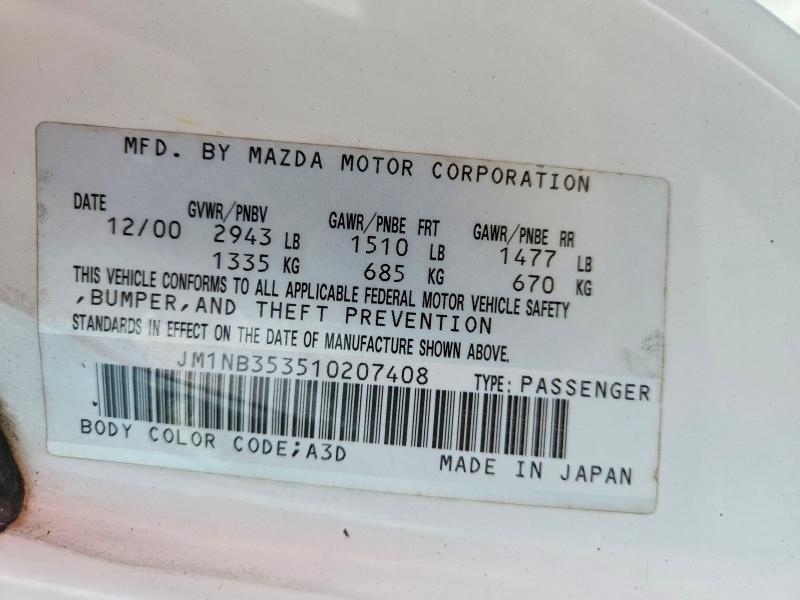Auction sale of the 2001 Mazda Mx-5 Miata, vin: JM1NB353510207408, lot number: 55734666