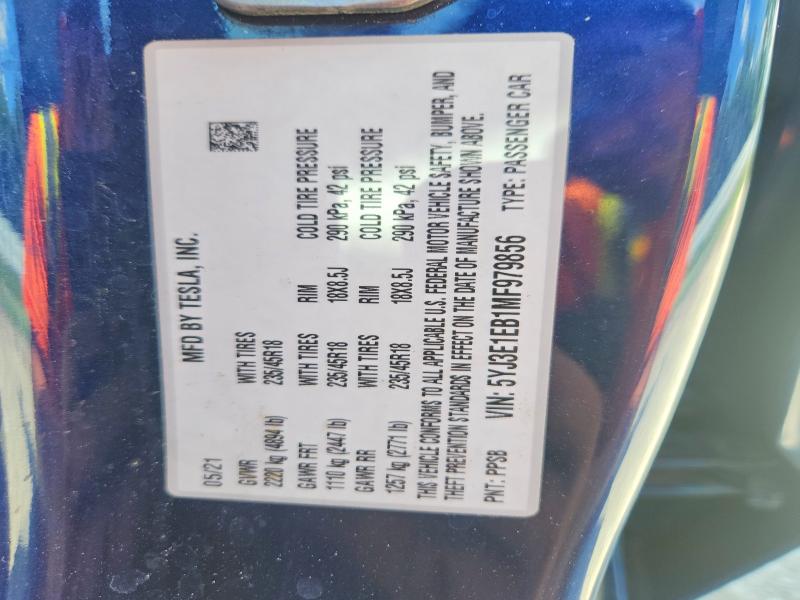 Продажа на аукционе авто 2021 Tesla Model 3, vin: 5YJ3E1EB1MF979856, номер лота: 54480666