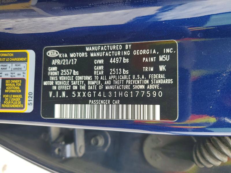 Aukcja sprzedaży 2017 Kia Optima, vin: 5XXGT4L31HG177590, numer aukcji: 52420256
