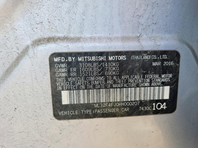 2017 Mitsubishi Mirage მანქანა იყიდება აუქციონზე, vin: ML32F4FJ0HH000207, აუქციონის ნომერი: 51631576