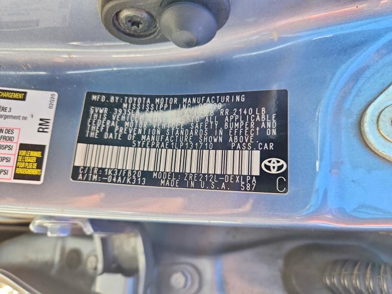 Продажа на аукционе авто 2020 Toyota Corolla, vin: 5YFEPRAE1LP131710, номер лота: 53641456