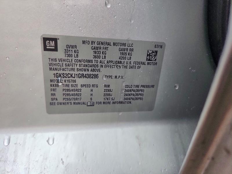 2016 Gmc Yukon მანქანა იყიდება აუქციონზე, vin: 1GKS2CKJ1GR438286, აუქციონის ნომერი: 54863576
