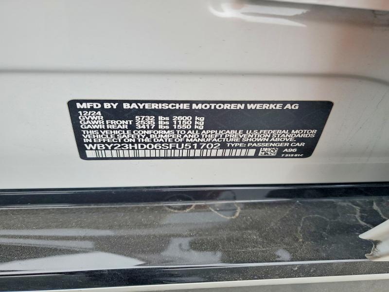 53276066 :رقم المزاد ، WBY23HD06SFU51702 vin ، 2025 Bmw I4 مزاد بيع