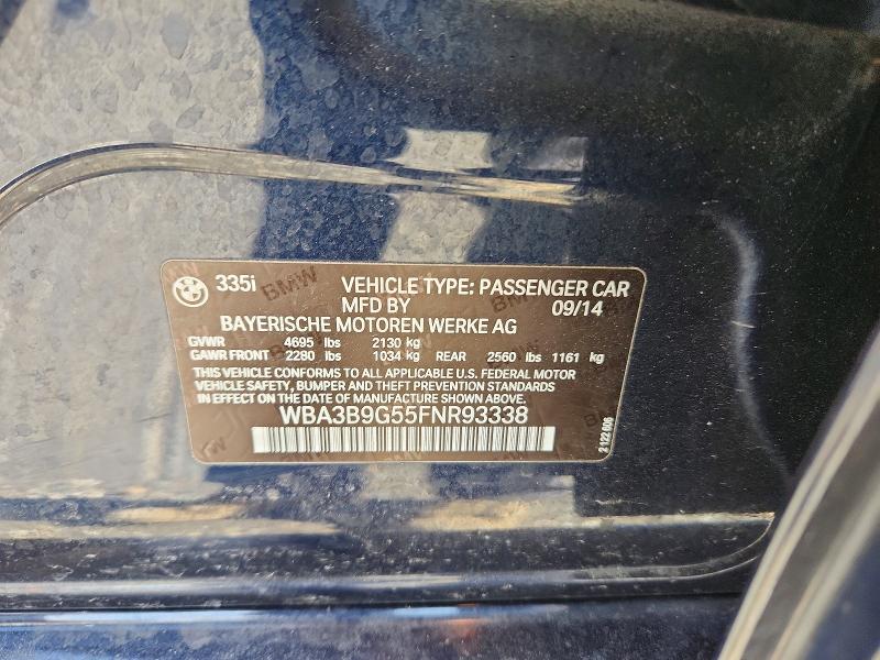 Продажа на аукционе авто 2015 Bmw 335, vin: WBA3B9G55FNR93338, номер лота: 53829036