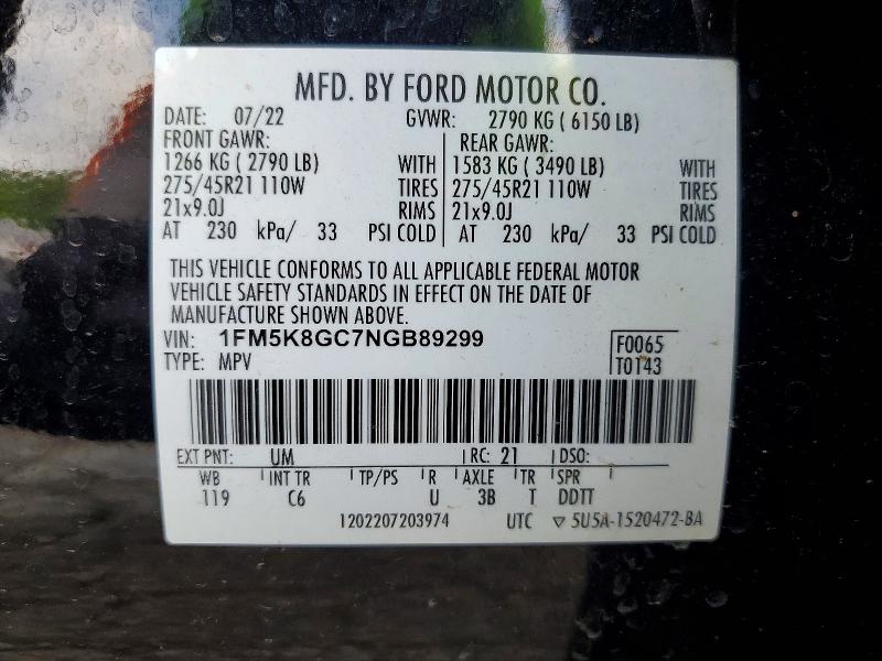 Aukcja sprzedaży 2022 Ford Explorer, vin: 1FM5K8GC7NGB89299, numer aukcji: 55171436