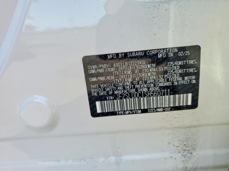 2025 Subaru Forester მანქანა იყიდება აუქციონზე, vin: JF2SLDDC1SH560711, აუქციონის ნომერი: 52042406