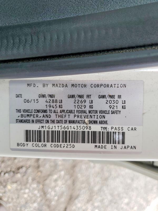 54657756 :رقم المزاد ، JM1GJ1T56G1435098 vin ، 2016 Mazda 6 مزاد بيع