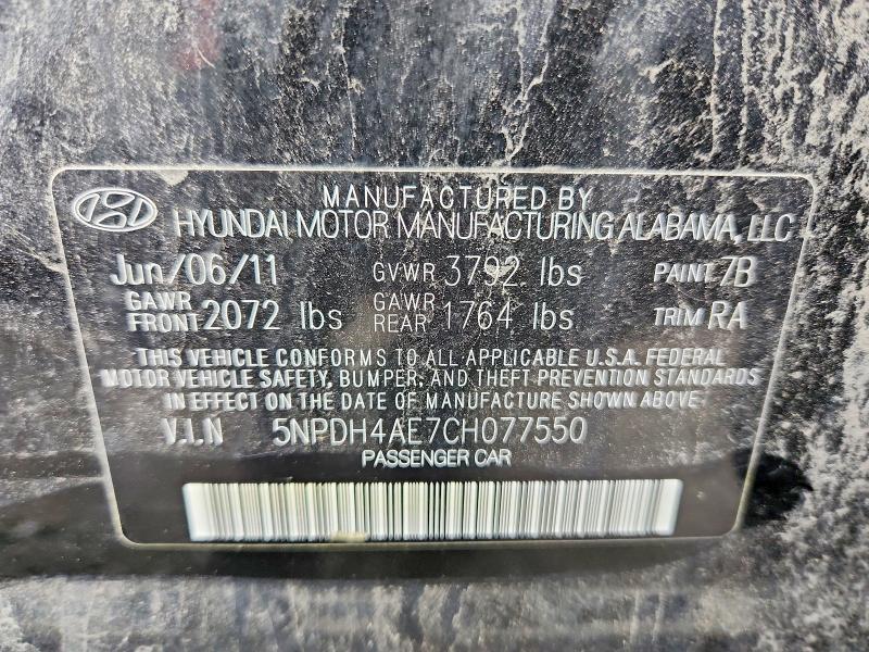 Продаж на аукціоні авто 2012 Hyundai Elantra, vin: 5NPDH4AE7CH077550, номер лоту: 54832596