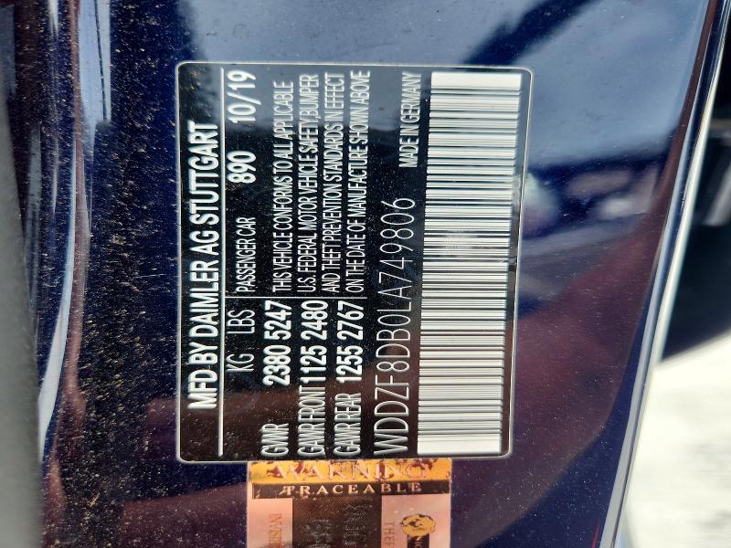 Продаж на аукціоні авто 2020 Mercedes-benz E, vin: WDDZF8DB0LA749806, номер лоту: 51845396