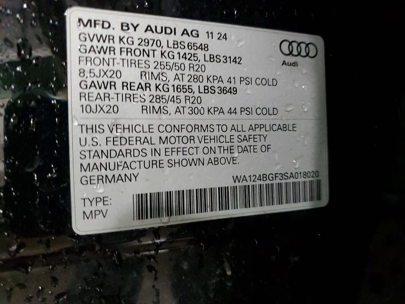 2025 Audi Q6 E-tron მანქანა იყიდება აუქციონზე, vin: WA124BGF3SA018020, აუქციონის ნომერი: 54166386