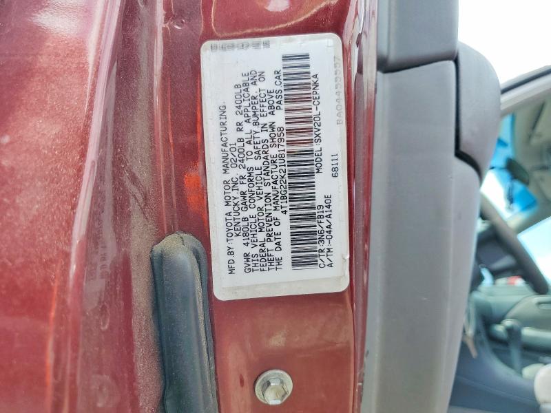 Aukcja sprzedaży 2001 Toyota Camry, vin: 4T1BG22K21U817958, numer aukcji: 54725016
