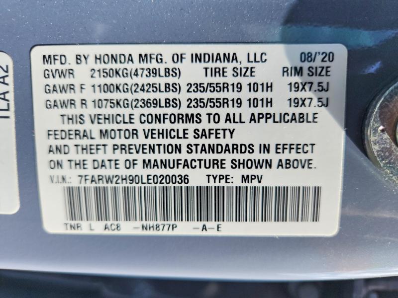 Aukcja sprzedaży 2020 Honda Cr-v, vin: 7FARW2H90LE020036, numer aukcji: 55050406