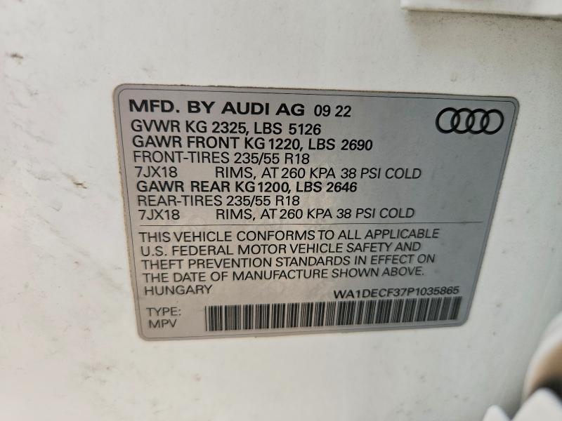 Aukcja sprzedaży 2023 Audi Q3, vin: WA1DECF37P1035865, numer aukcji: 54188346