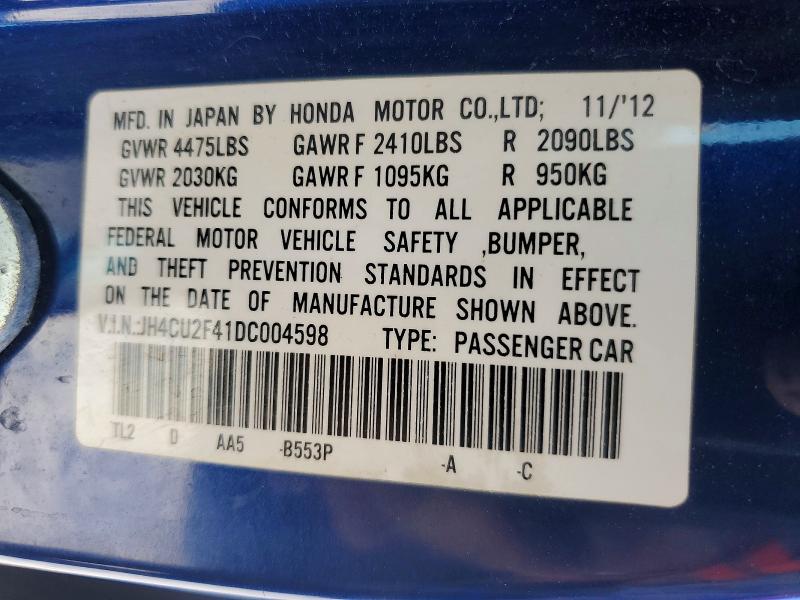 Продажа на аукционе авто 2013 Acura Tsx, vin: JH4CU2F41DC004598, номер лота: 51957066