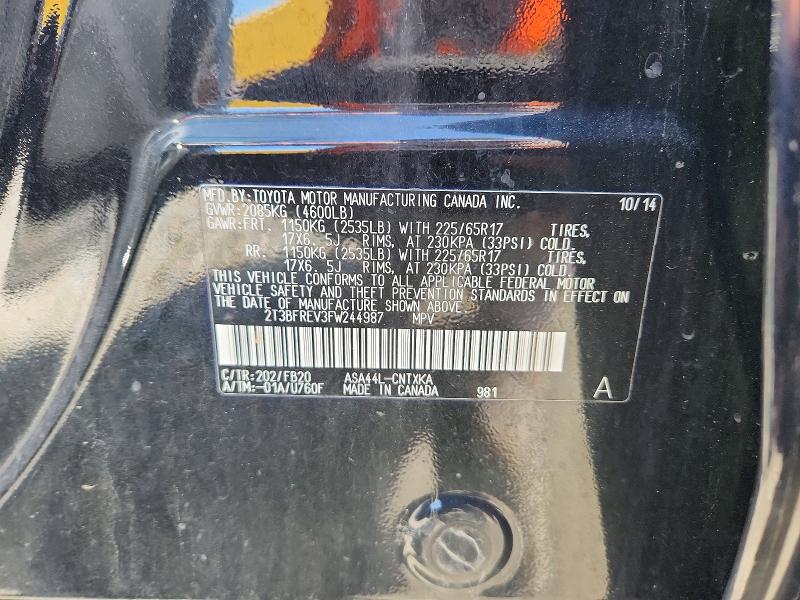 2015 Toyota Rav4 მანქანა იყიდება აუქციონზე, vin: 2T3BFREV3FW244987, აუქციონის ნომერი: 54122156