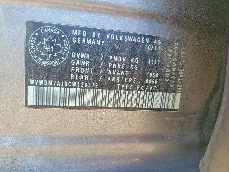 Aukcja sprzedaży 2012 Volkswagen Golf, vin: WVWDM7AJ0CW126379, numer aukcji: 52062216