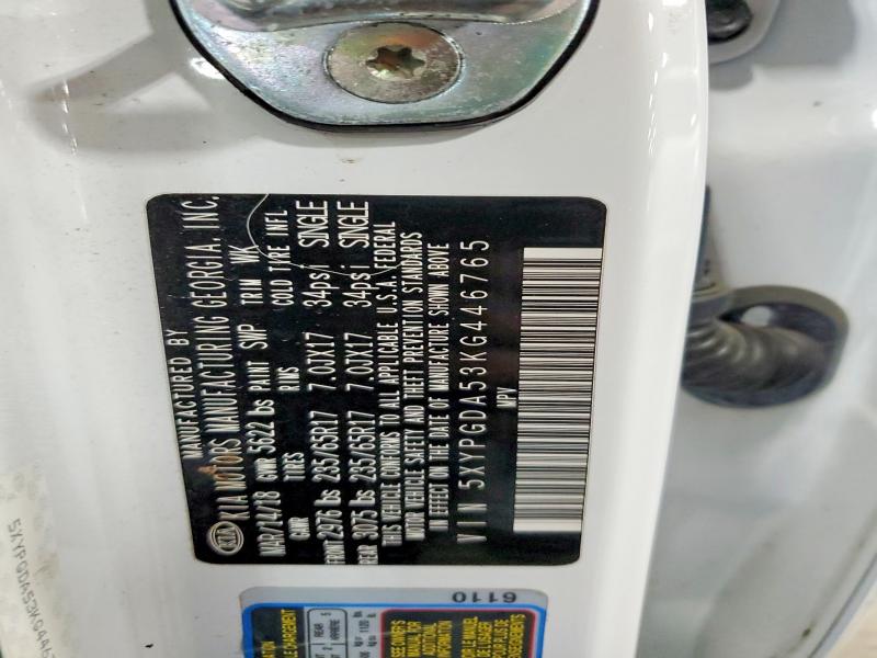 2019 Kia Sorento მანქანა იყიდება აუქციონზე, vin: 5XYPGDA53KG446765, აუქციონის ნომერი: 52308846