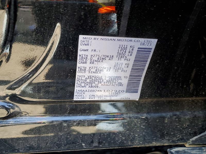 Aukcja sprzedaży 2024 Nissan Titan, vin: 1N6AA1ED2RN102920, numer aukcji: 53116586