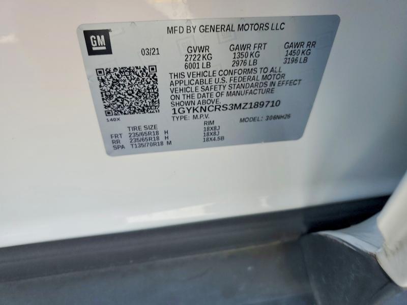 2021 Cadillac Xt5 მანქანა იყიდება აუქციონზე, vin: 1GYKNCRS3MZ189710, აუქციონის ნომერი: 52170716