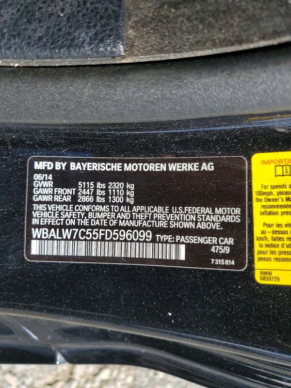 2015 Bmw 640 მანქანა იყიდება აუქციონზე, vin: WBALW7C55FD596099, აუქციონის ნომერი: 55273836