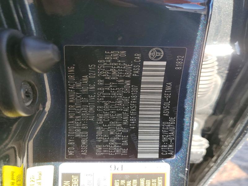 Aukcja sprzedaży 2015 Toyota Camry, vin: 4T4BF1FK5FR481307, numer aukcji: 54790976