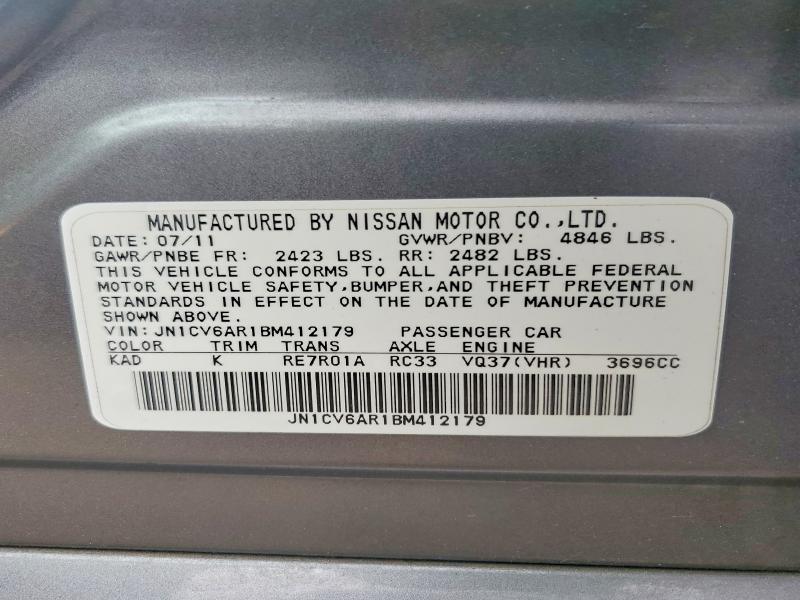 54521346 :رقم المزاد ، JN1CV6AR1BM412179 vin ، 2011 Infiniti G37 Sedan مزاد بيع