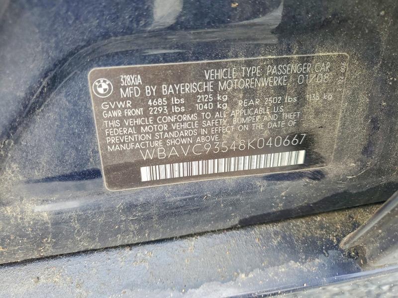 2008 Bmw 328 მანქანა იყიდება აუქციონზე, vin: WBAVC93548K040667, აუქციონის ნომერი: 52933396