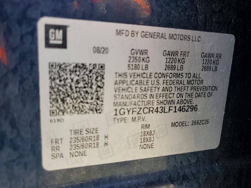 54844456 :رقم المزاد ، 1GYFZCR43LF146296 vin ، 2020 Cadillac Xt4 مزاد بيع