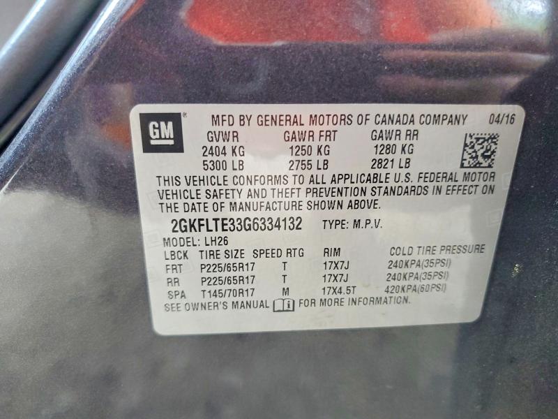2016 Gmc Terrain მანქანა იყიდება აუქციონზე, vin: 2GKFLTE33G6334132, აუქციონის ნომერი: 52878066
