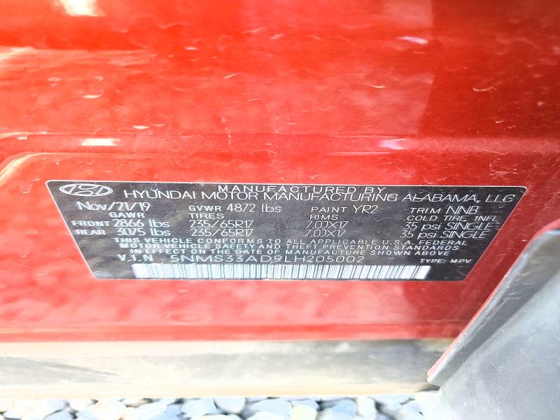 Продаж на аукціоні авто 2020 Hyundai Santa Fe, vin: 5NMS33AD9LH205002, номер лоту: 53691166