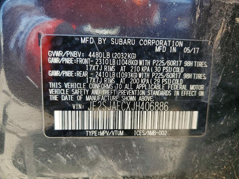 Продажа на аукционе авто 2018 Subaru Forester, vin: JF2SJAECXJH406886, номер лота: 54391566