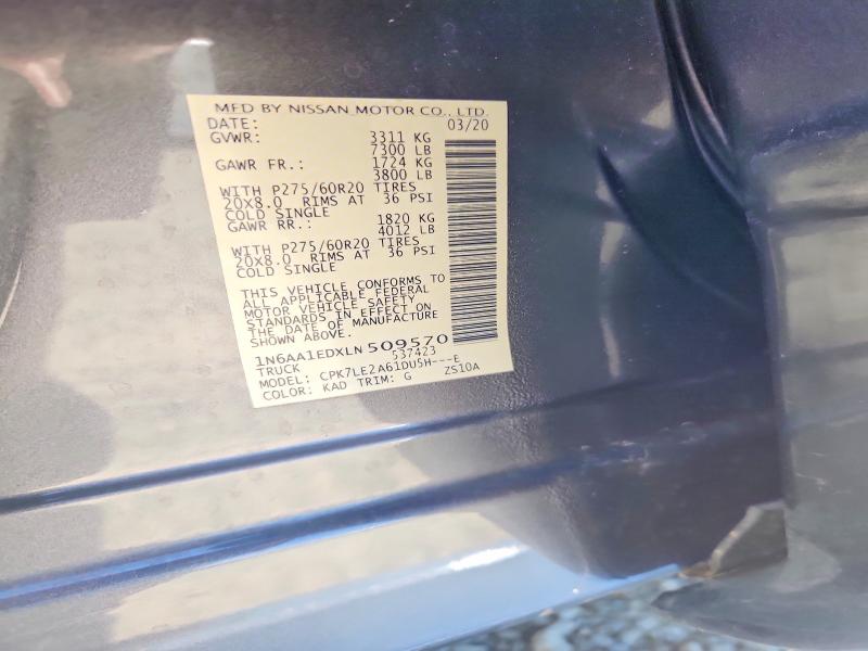 53279146 :رقم المزاد ، 1N6AA1EDXLN509570 vin ، 2020 Nissan Titan مزاد بيع