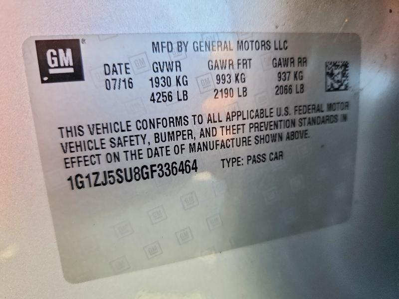 Aukcja sprzedaży 2016 Chevrolet Malibu, vin: 1G1ZJ5SU8GF336464, numer aukcji: 54661056