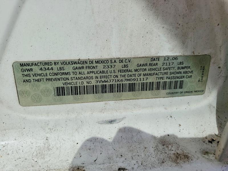 52120176 :رقم المزاد ، 3VWWJ71K67M091117 vin ، 2007 Volkswagen Jetta مزاد بيع