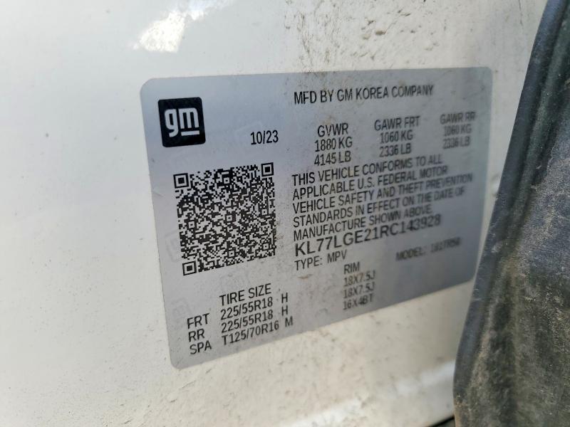 54355056 :رقم المزاد ، KL77LGE21RC143928 vin ، 2024 Chevrolet Trax مزاد بيع
