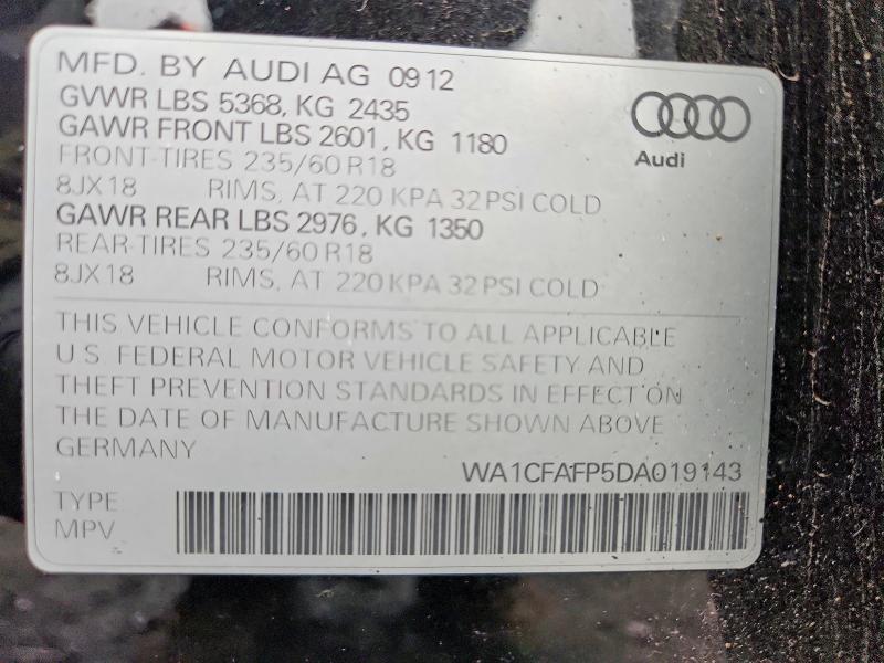 Aukcja sprzedaży 2013 Audi Q5, vin: WA1CFAFP5DA019143, numer aukcji: 53906876