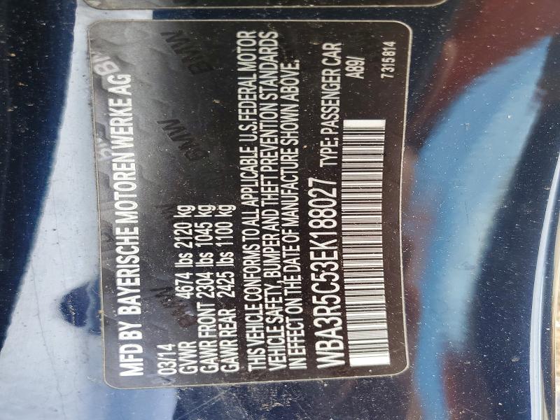55115206 :رقم المزاد ، WBA3R5C53EK188027 vin ، 2014 Bmw 435 مزاد بيع