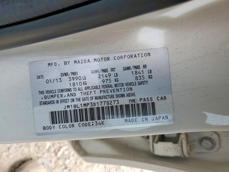 2013 Mazda 3 მანქანა იყიდება აუქციონზე, vin: JM1BL1MP3D1778273, აუქციონის ნომერი: 52207146