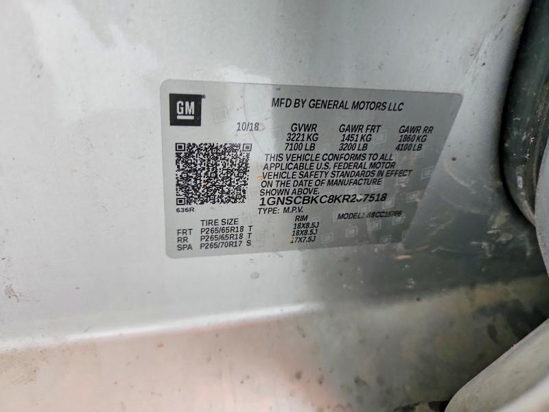 Продажа на аукционе авто 2019 Chevrolet Tahoe, vin: 1GNSCBKC8KR207518, номер лота: 52759966