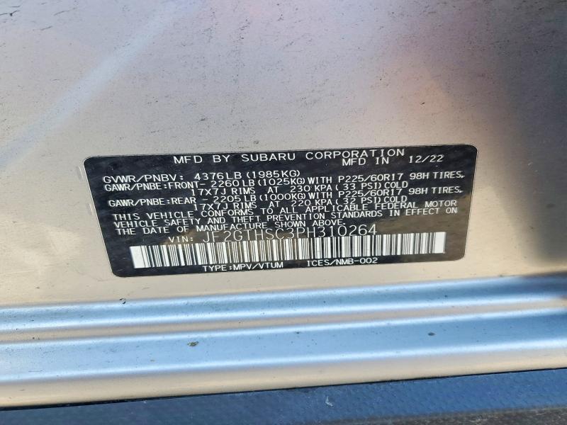 2023 Subaru Crosstrek მანქანა იყიდება აუქციონზე, vin: JF2GTHSC3PH310264, აუქციონის ნომერი: 53002146