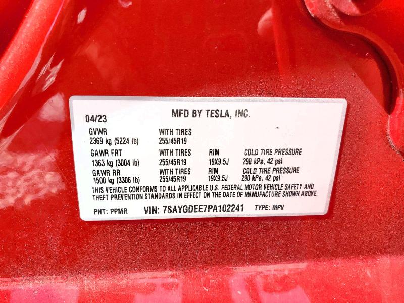 Продаж на аукціоні авто 2023 Tesla Model Y, vin: 7SAYGDEE7PA102241, номер лоту: 52223246