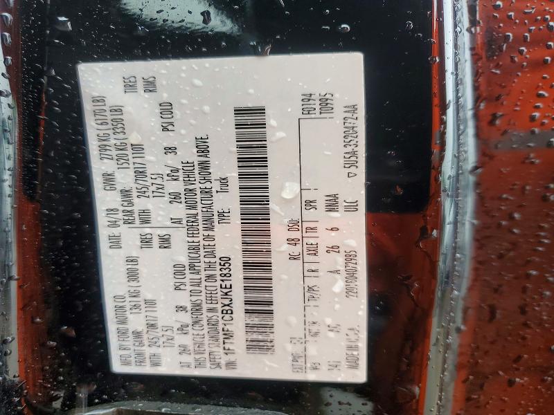 Aukcja sprzedaży 2018 Ford F150, vin: 1FTMF1CBXJKE18350, numer aukcji: 54155866